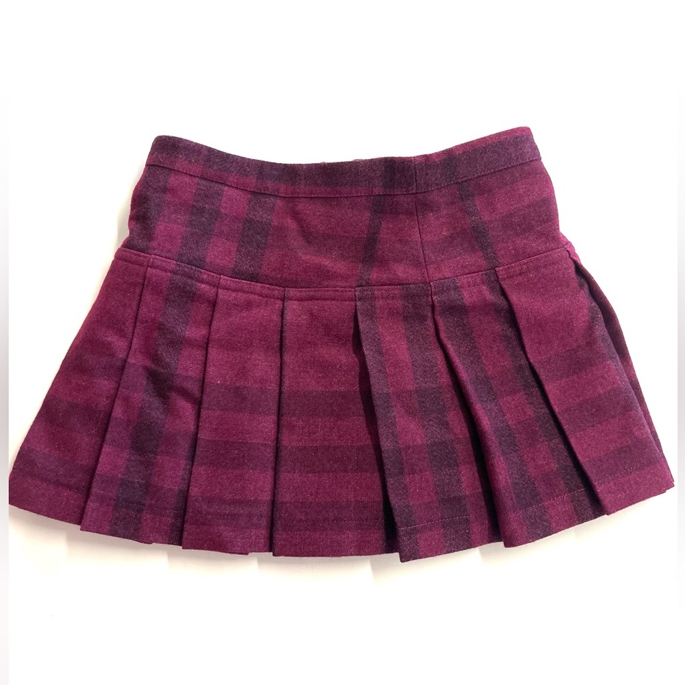 NWT Burberry Plaid Pleated Magenta Children’s Wool Blend Skirt sz 5Y‎